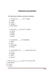 English Worksheet: comparatives and superlatives