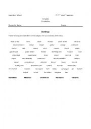 English Worksheet: Vocabulary for PET