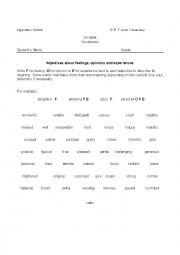 English worksheet: Vocabulary for PET level - 