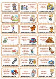 English Worksheet: Ordening senteces Cards game 