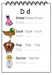 Alphabet Writing Worksheet D