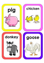 English Worksheet: Farm Animals Flash Cards #2