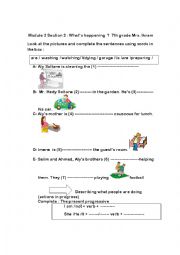 English Worksheet: whats happening ? module 2 grade 7 
