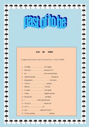 English Worksheet: past of to be