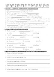 English Worksheet: Indefinite Pronouns