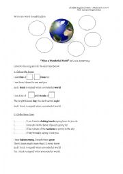 English Worksheet: WHAT A WONDERFUL WORLD!