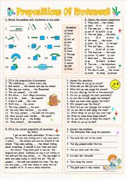 English Worksheet: Prepositions Of  Movement