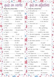 English Worksheet: adjectives and verbs