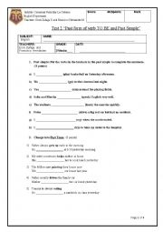 English Worksheet: Verb to Be+ Past simple