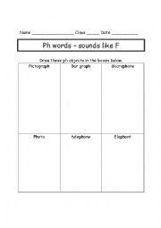 English worksheet: Ph-words