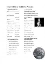 Stevie Wonder Superstition listening worksheet