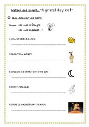 English worksheet: Wallace and Gromit: A grand day out (correct the mistakes)