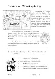 English Worksheet: American Thanksgiving