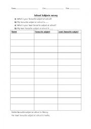 English Worksheet: what is your favourite subject at school?