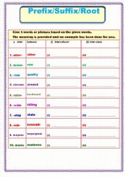 Prefix/Suffix/Root