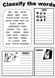 English Worksheet: Word categories