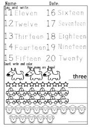 English Worksheet: Numbers 1-10