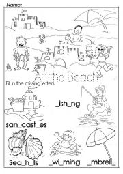 English Worksheet: At the Beach