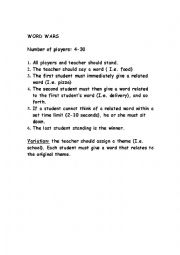 English Worksheet: WORD WAR