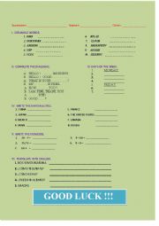 English worksheet: classroom objects, days of the week