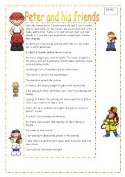 English Worksheet: Peter and his friends