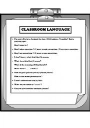 English Worksheet: Classroom Language (Students)