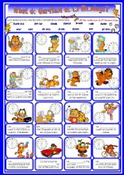 English Worksheet: Present simple routines and time with Garfield