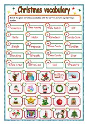 English Worksheet: Christmas vocabulary_matching exercise