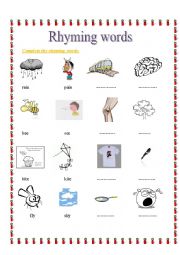 English Worksheet: Rhyming words 