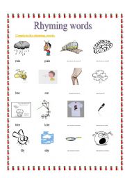 English worksheet: Rhyming words 