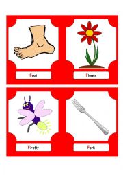 English Worksheet: Alphabet Words - F (flash cards)