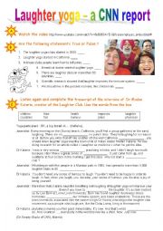 English Worksheet: Laughter Yoga - A CNN report