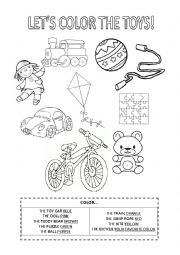 English Worksheet: Color the toys