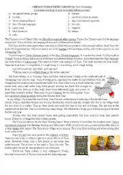 English Worksheet: Chinas Tujia Ethnic Minority