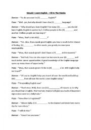 English Worksheet: Why Learn English - Fill In The Blanks