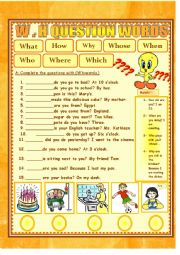 English Worksheet: QUESTION WORDS