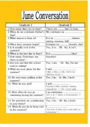 English Worksheet: June Conversation