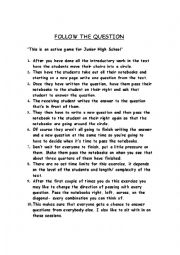 English worksheet: FOLLOW THE QUESTION