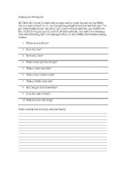 English worksheet: READING AND WRITING WORKSHEET