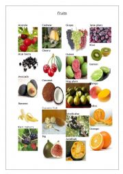 English Worksheet: Fruits Pictionary - Part 1 - 1/2