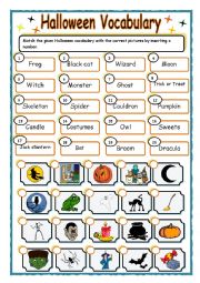 English Worksheet: Halloween vocabulary_matching