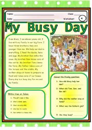 English Worksheet: My Busy Day