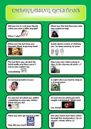 English Worksheet: Embarrassing questions