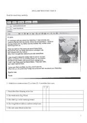 English Worksheet: Simple Past Test