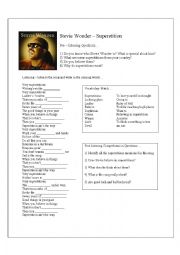 English Worksheet: Superstition by Stevie Wonder