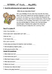 English Worksheet: revision 4th grade- happy earth 2