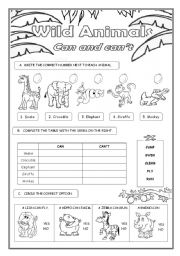 English Worksheet: Wild Animals - 