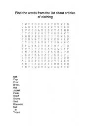 English Worksheet: CLOTHES PUZZLE