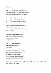 English worksheet: U2/Elevation Song Worksheet