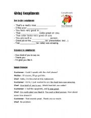 English Worksheet: Giving Compliments